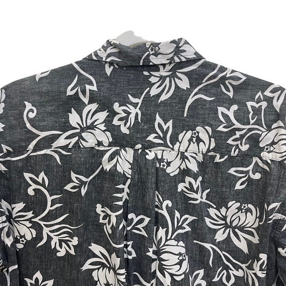 Cooke Street Button Up Hawaiian ShirtMens Sz M Black White Floral - Picture 10 of 12